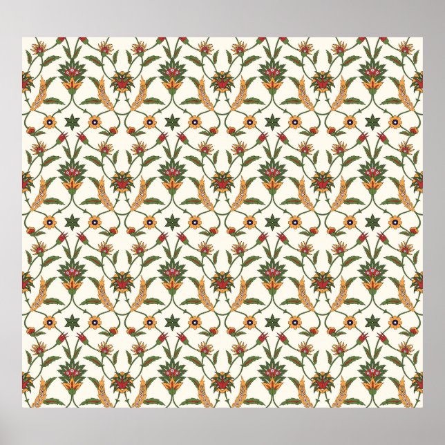 Ethnic Floral: Stylish Seamless Ornament. Poster (Front)