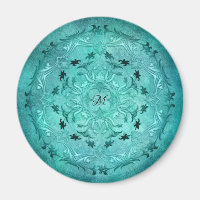 Ethnic floral turquoise grunge mandala