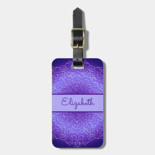 Ethnic Floral Violet Mandala Luggage Tag