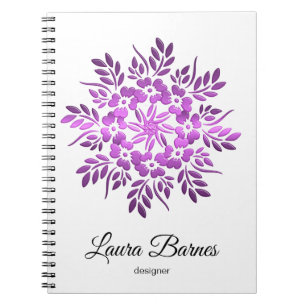 Ethnic floral violet mandala. notebook