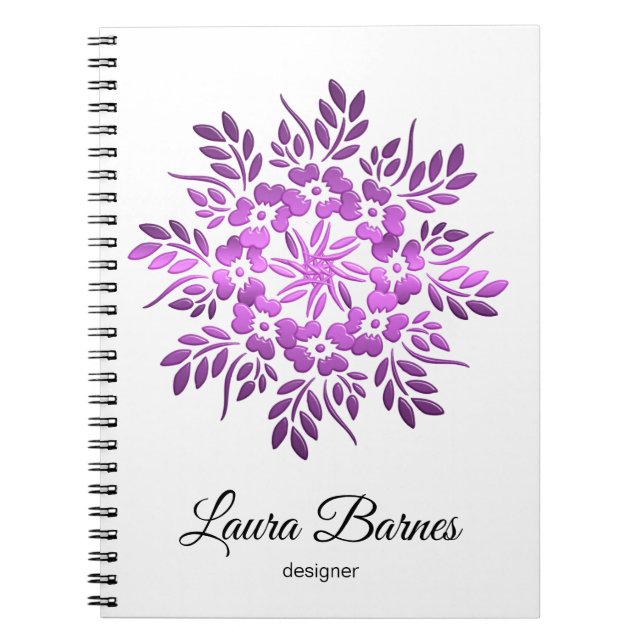 Ethnic floral violet mandala. notebook (Front)