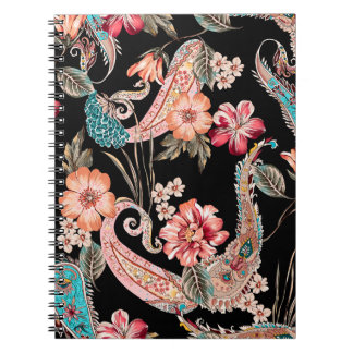 Ethnic flowers and leaves with paisley vintage ele notebook