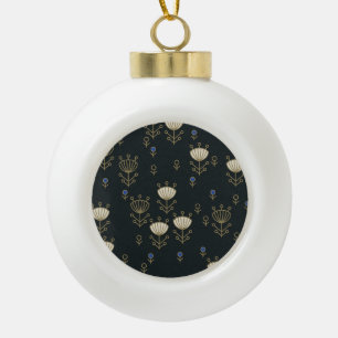 Ethnic Flowers: Vintage Ornamental Design Ceramic Ball Christmas Ornament