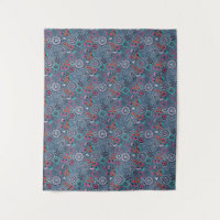 Ethnic folk abstract floral pattern retro grey blu