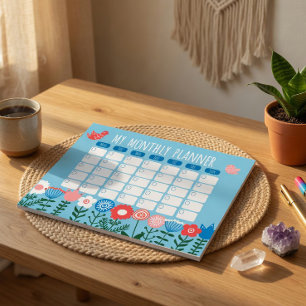Ethnic Folk Monthly Planner US Letter Size Notepad