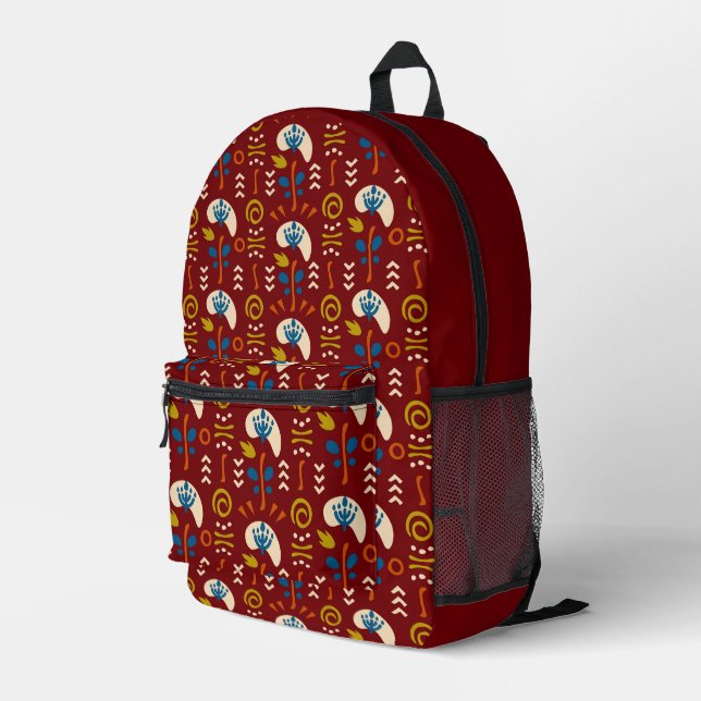 Ethnic Folk Pattern Printed Backpack (Back Corner Right)