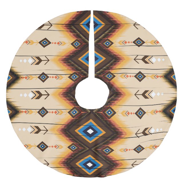 Ethnic geometric: abstract pattern design. brushed polyester tree skirt (Front)