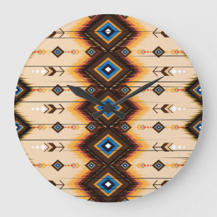 Ethnic geometric: abstract pattern design. large clock