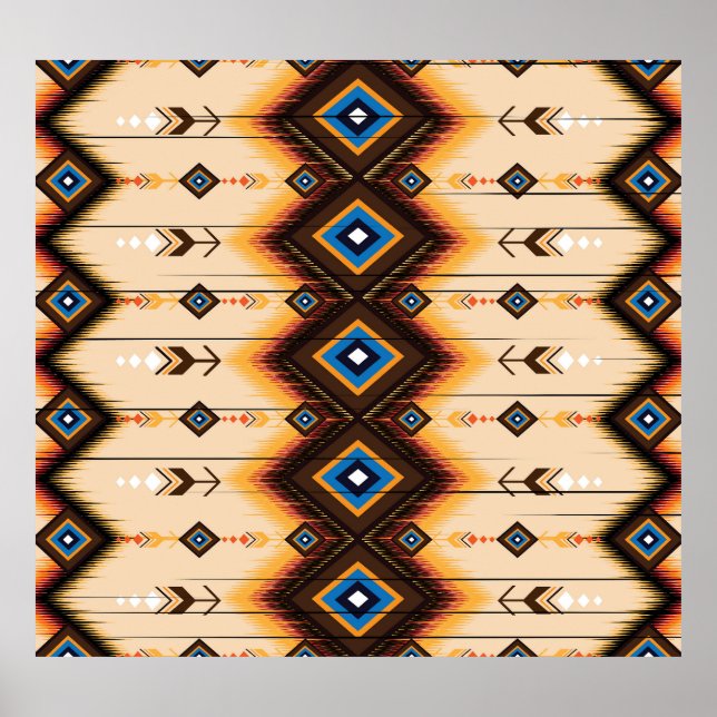 Ethnic geometric: abstract pattern design. poster (Front)