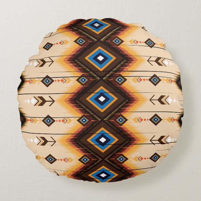 Ethnic geometric: abstract pattern design. round cushion (Front)