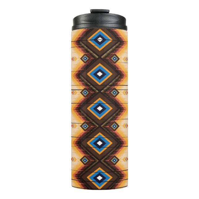 Ethnic geometric: abstract pattern design. thermal tumbler (Front)