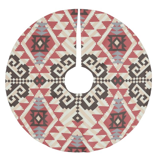 Ethnic Geometric: Abstract Seamless Brushed Polyester Tree Skirt (Front)