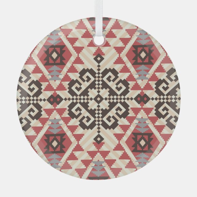 Ethnic Geometric: Abstract Seamless Glass Tree Decoration (Front)