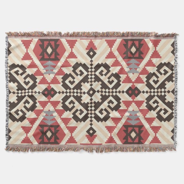 Ethnic Geometric: Abstract Seamless Throw Blanket (Front)