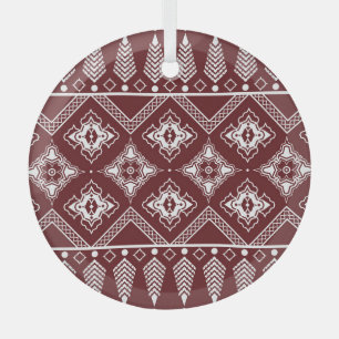 Ethnic Geometric Asian Style Pattern Glass Tree Decoration
