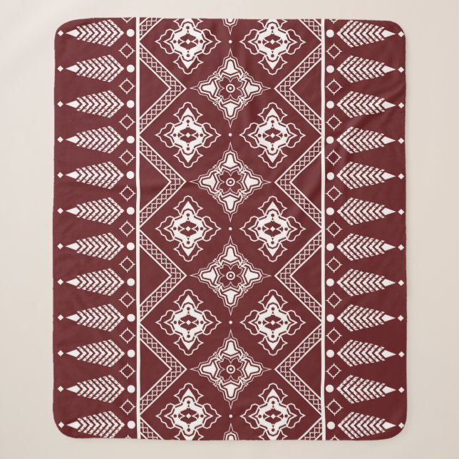 Ethnic Geometric Asian Style Pattern Sherpa Blanket (Front)