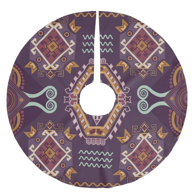 Ethnic Geometric Colourful Seamless Design Brushed Polyester Tree Skirt (Front)
