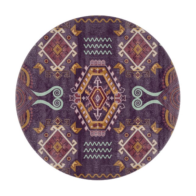 Ethnic Geometric Colourful Seamless Design Cutting Board (Front)