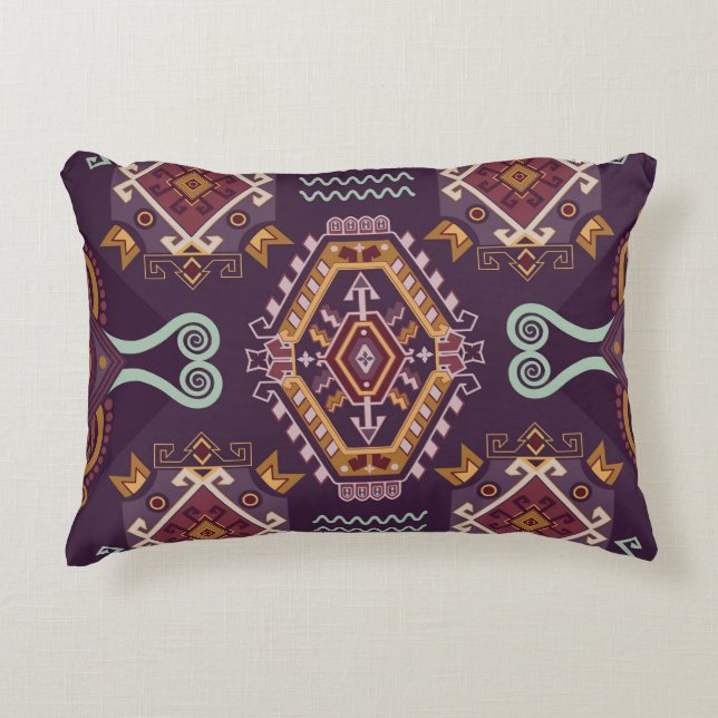 Ethnic Geometric Colourful Seamless Design Decorative Cushion (Front)