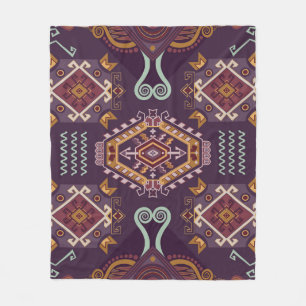 Ethnic Geometric Colourful Seamless Design Fleece Blanket