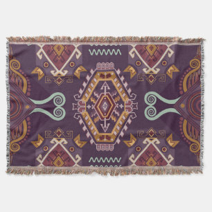 Ethnic Geometric Colourful Seamless Design Throw Blanket