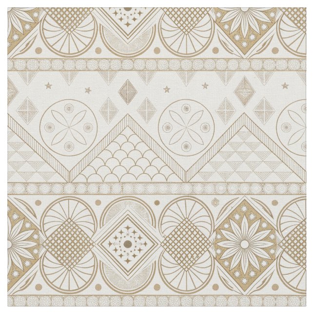 Ethnic Geometric Floral Tribal Seamless Pattern 2 Fabric (Close Up)