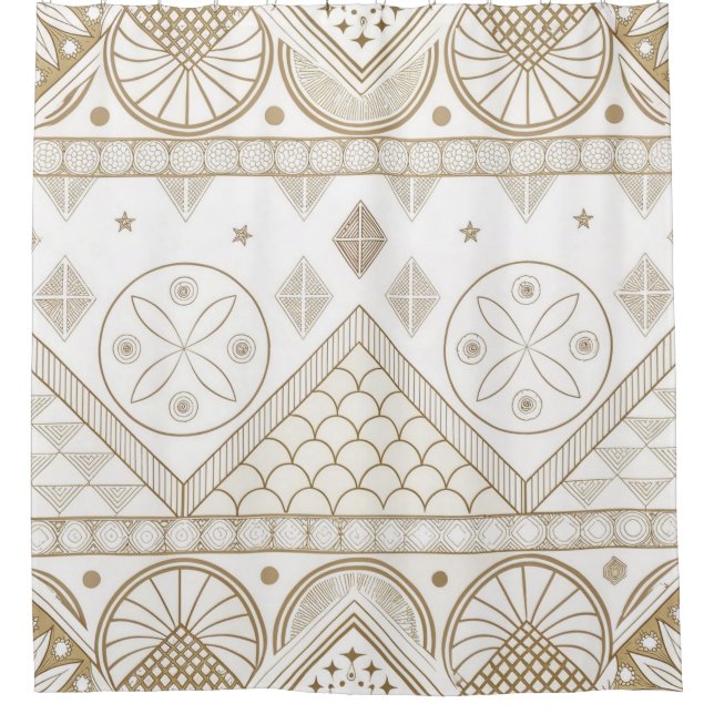Ethnic Geometric Floral Tribal Seamless Pattern 2 Shower Curtain (Front)