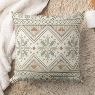 Ethnic Geometric Floral Tribal Seamless Pattern Cushion
