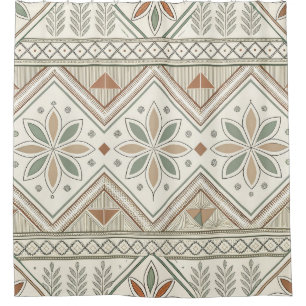 Ethnic Geometric Floral Tribal Seamless Pattern Shower Curtain