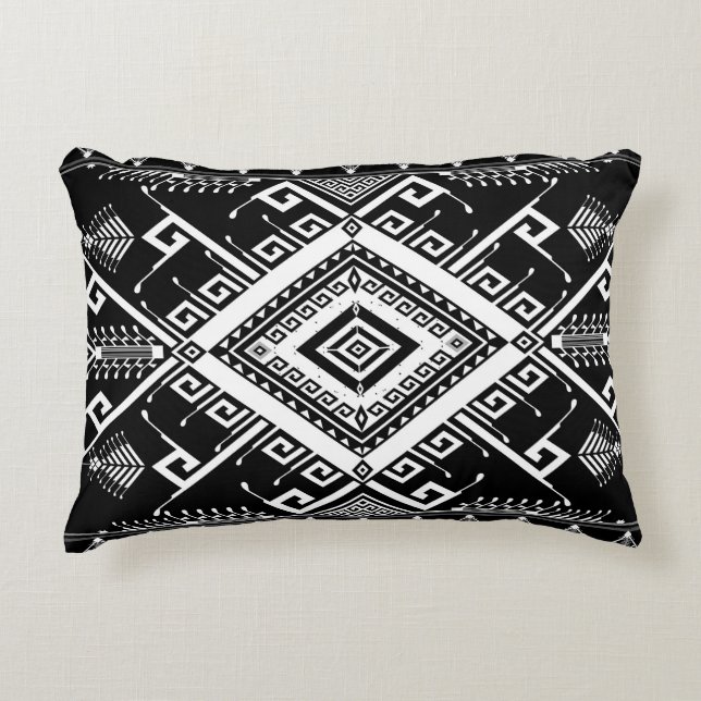 Ethnic geometric Indian border, abstract. Decorative Cushion (Front)