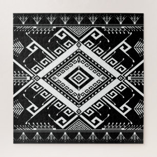 Ethnic geometric Indian border, abstract. Jigsaw Puzzle