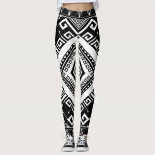 Ethnic geometric Indian border, abstract. Leggings