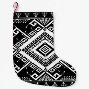 Ethnic geometric Indian border, abstract. Small Christmas Stocking