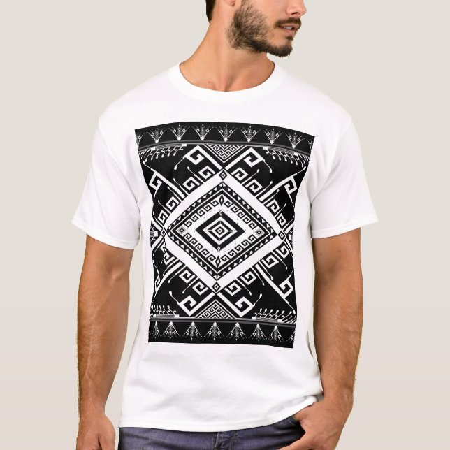 Ethnic geometric Indian border, abstract. T-Shirt (Front)