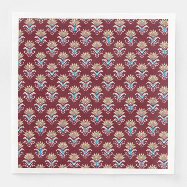 ethnic geometric paisley floral seamless pattern napkin (Front)