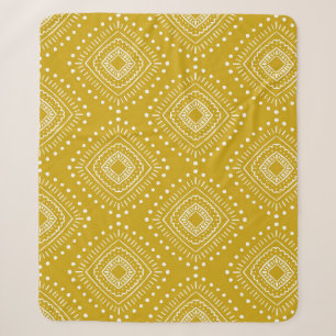 Ethnic geometric pattern: golden yellow, white sherpa blanket
