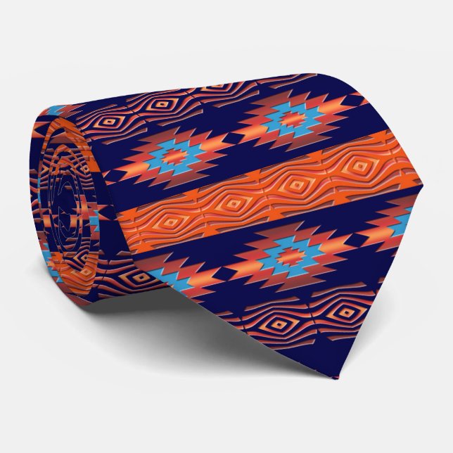 Ethnic geometric pattern. tie (Rolled)