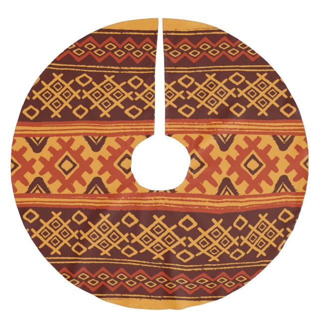 Ethnic geometric, traditional folk pattern. brushed polyester tree skirt (Front)