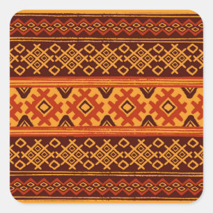 Ethnic geometric, traditional folk pattern. square sticker
