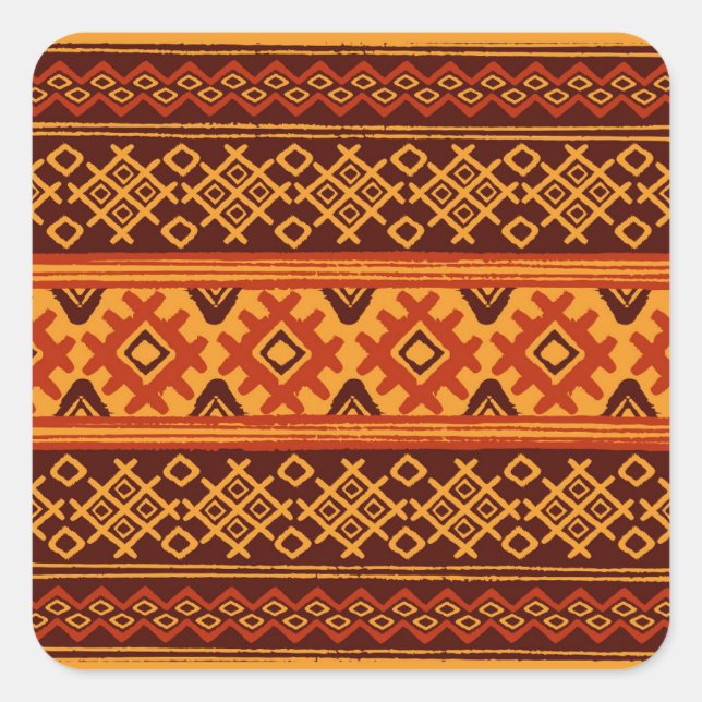 Ethnic geometric, traditional folk pattern. square sticker (Front)