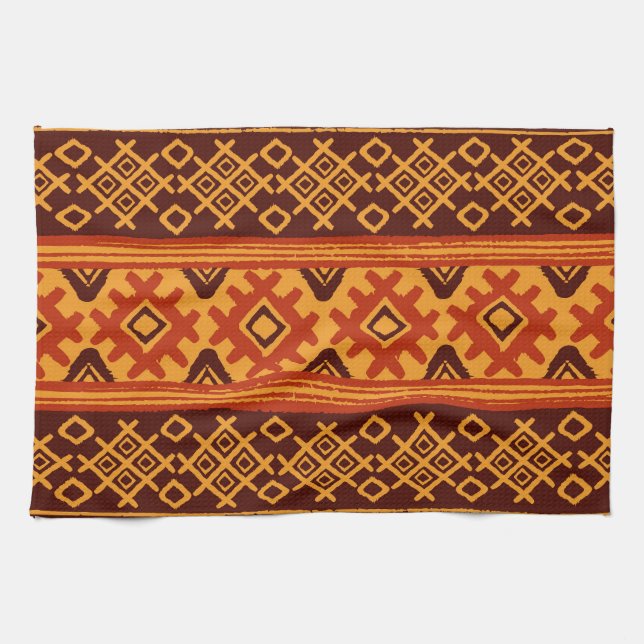 Ethnic geometric, traditional folk pattern. tea towel (Horizontal)