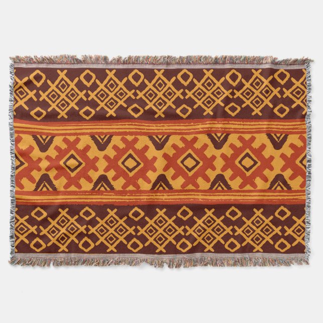 Ethnic geometric, traditional folk pattern. throw blanket (Front)