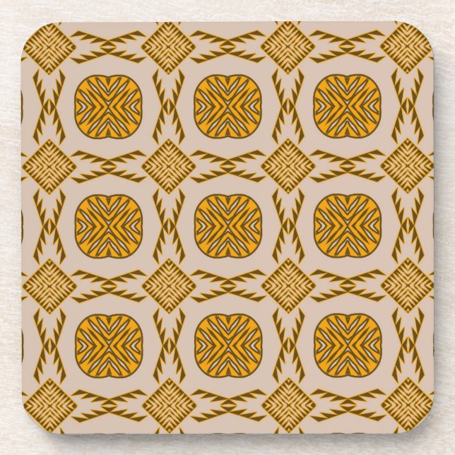 Ethnic geometric tribal pattern coaster (Front)