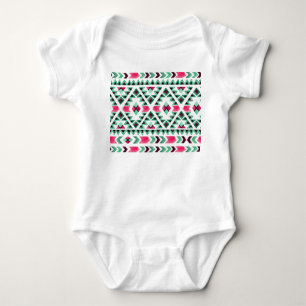 Ethnic geometric, watercolor hand-painted baby bodysuit