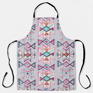 Ethnic geometric, watercolor tribal pattern. apron