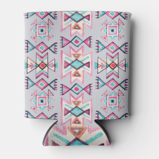 Ethnic geometric, watercolor tribal pattern. can cooler