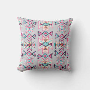 Ethnic geometric, watercolor tribal pattern. cushion