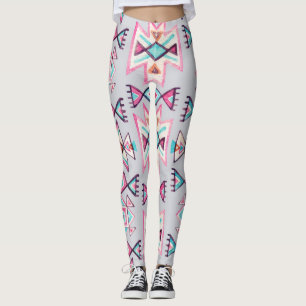 Ethnic geometric, watercolor tribal pattern. leggings