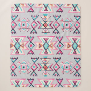 Ethnic geometric, watercolor tribal pattern. sherpa blanket