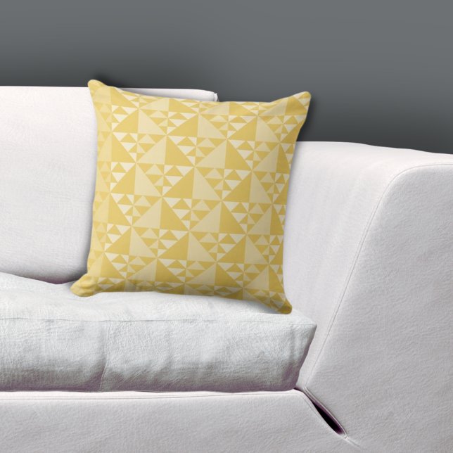 Ethnic Geometric Yellow Triangle Repeat Pattern  Cushion (Ethnic Geometric Yellow Triangle Repeat Pattern Throw Pillow)